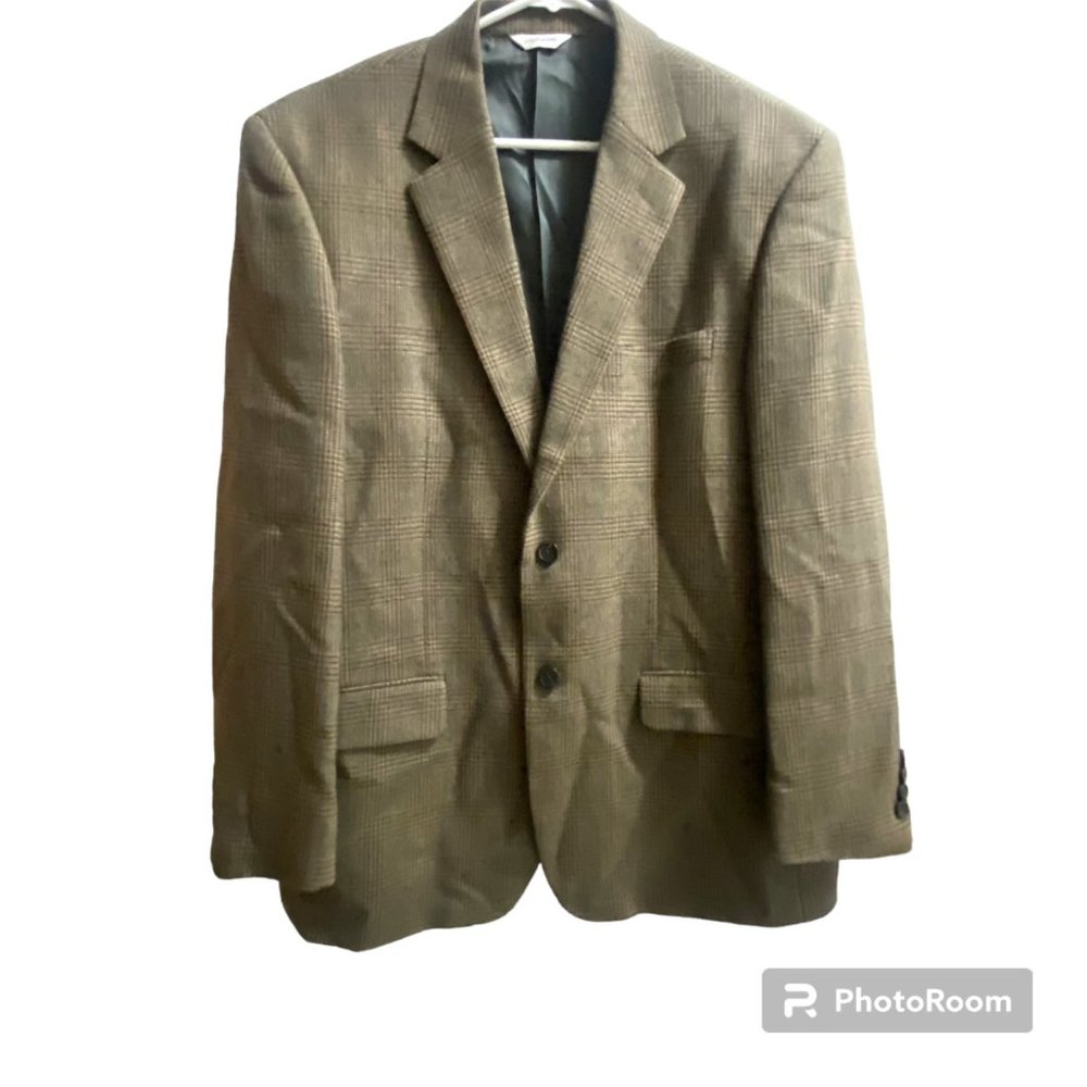 Joseph & Feiss Lambswool Brown Houndstooth Blazer Two‎ Button Men's 44R